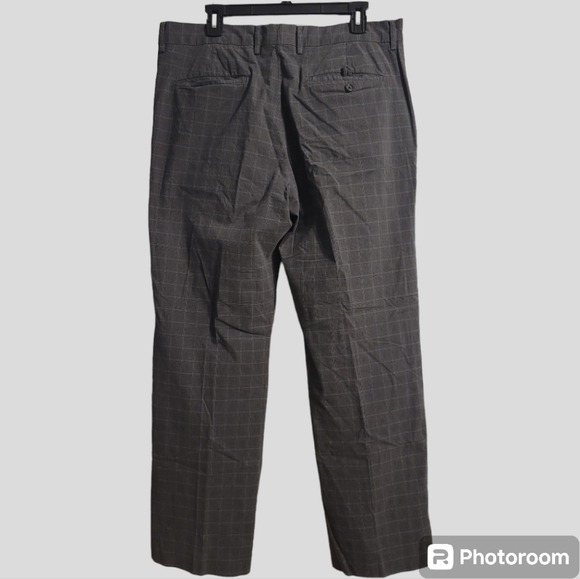 Banana Republic Dress Chino Pants Men's 36x30 Gray Plaid Straight-Leg Preppy - Picture 5 of 8